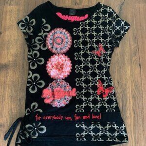 Desigual black red shirt top size Large